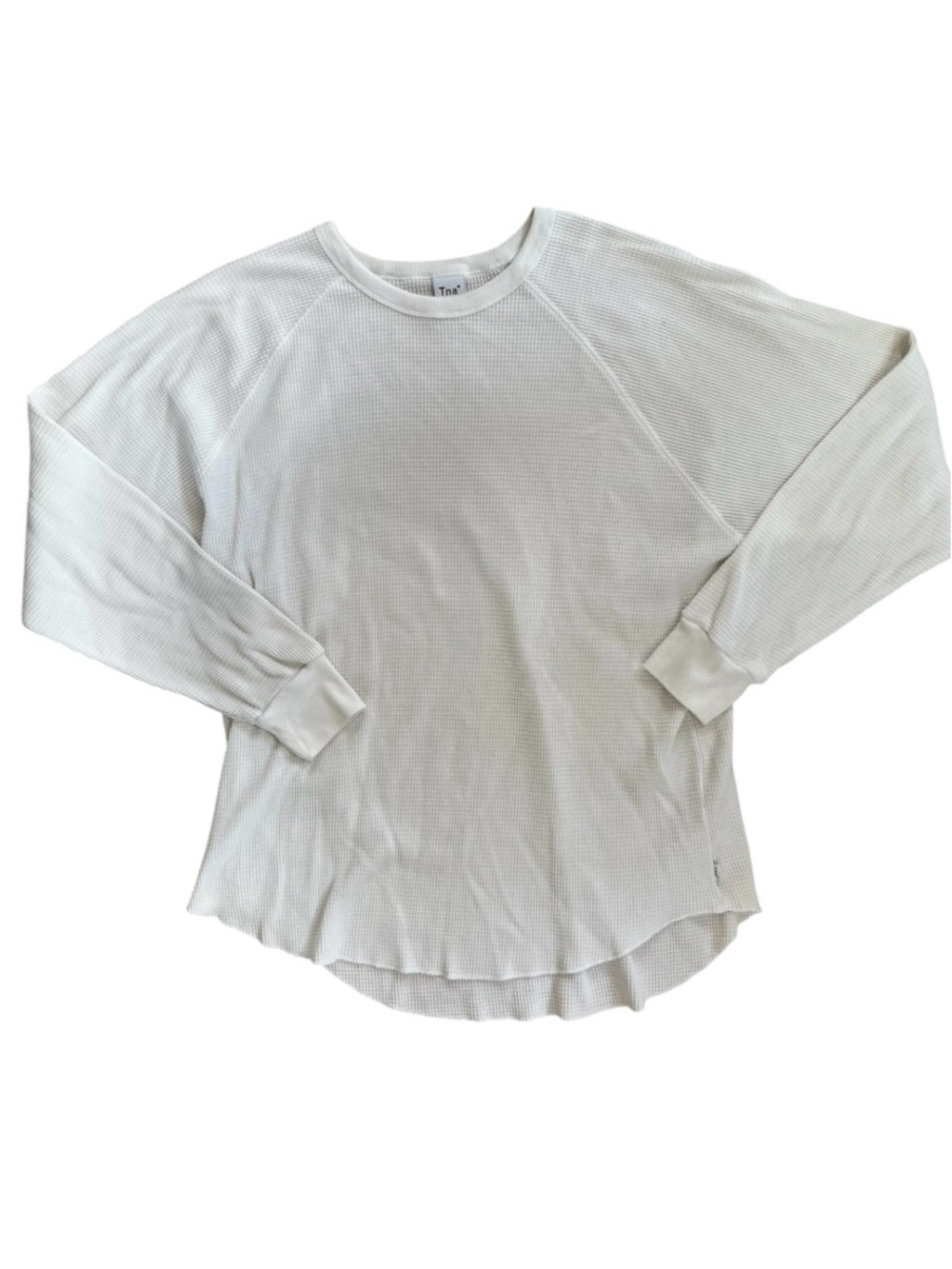 Aritzia TNA Ivory White Boyfriend Waffle Raglan Long Sleeve Relaxed Pullover - Picture 4 of 13